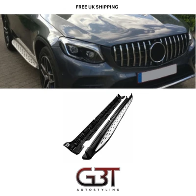 FOR MERCEDES BENZ GLC X253 OND COUPE RUNNING SIDE STEPS FOR 2015+ BLACK/SILVER - Image 1 of 4
