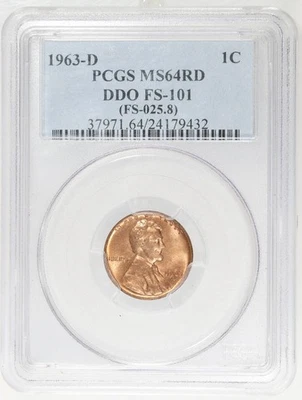 1963-D Lincoln Memorial Cent Double Die Obverse FS-101 PCGS MS64RD - Image 1 of 4