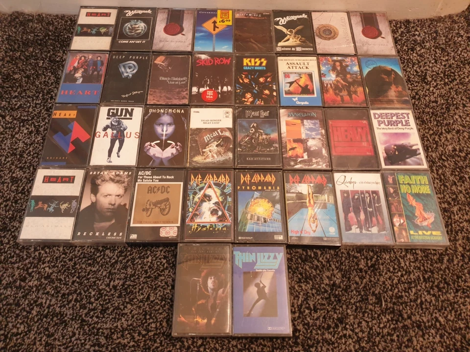 34 Rock Cassettes - Def Leppard, Whitesnake, Kiss, Skid Row, AC/DC Etc.. - Image 1 of 4