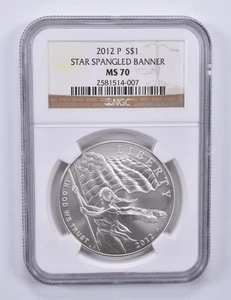 2012-P Star Spangled Banner Commemorative Dollar MS70 NGC Brown Label *0364 - Picture 1 of 5