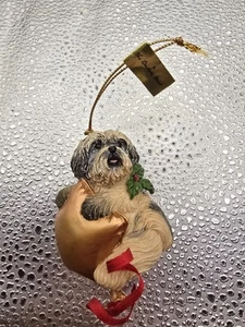 Danbury Mint Delightful Shih Tzu Christmas Ornament SWINGING ON A STAR - Picture 1 of 7