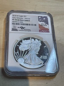 2018 W SILVER EAGLE💎💎NGC PF70 ULTRA CAMEO💎💎Mercanti signed Label 💎💎 - Picture 1 of 4