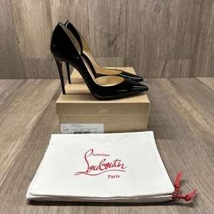 CHRISTIAN LOUBOUTIN Iriza 100mm Patent Black Heels Size 37 - Authentic - Picture 1 of 18