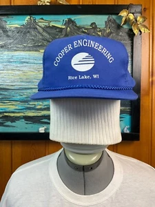 Cooper Engineering Rice Lake WI Blue Snap Back Trucker Hat Baseball Brimmed - Picture 1 of 10
