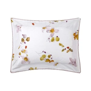 YVES DELORME Eclats-2 King Shams-Flowers on White With Lilac on Reverse NWT - Picture 1 of 3