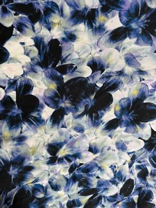 Blue Digital Printed Floral - 16mm Silk Crepe de Chine Fabric - Picture 1 of 4