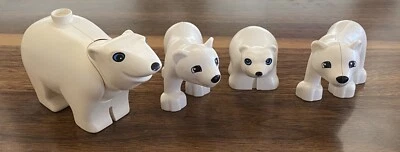 *NEW* Lego Duplo Animal Figure Lot of 4 WHITE POLAR BEAR Cub Movable Head - Image 1 of 4