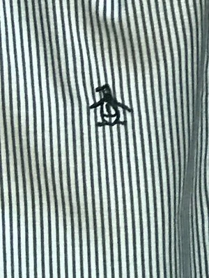 PENGUIN Mens Sport Shirt Size X LARGE BLUE STRIPE Cotton Blend - Image 1 of 4