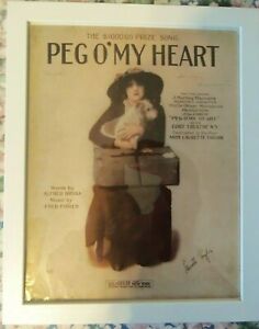 Framed 11" x 14" Original Sheet Music Art 1913 Peg O My Heart $1000 Prize Song