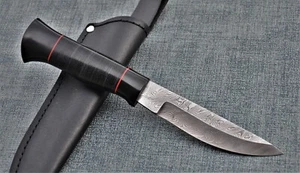 Outdoor Jagd Messer Damast Damaszener Stahl Russland HRC 62 Handarbeit Перо - Bild 1 von 12