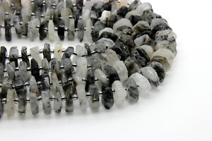 Natural Black Tourmaline Quartz Raw Flat Nuggets Irregular Gemstone Beads RDS08
