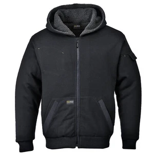 PORTWEST Pewter Hooded Jacket Winter Sherpa Lined Comfort Warmth Work Coat KS32 - Picture 1 of 6