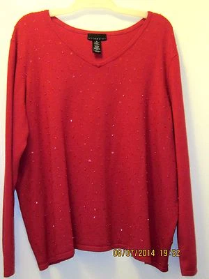 ATTENTION womens plus size 3X long sleeve berry PINK sweater SHIRT w beads VGUC - Image 1 of 4