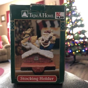 Kmart Stocking Holder Santa Christmas Holiday Trim a Home Cast Iron Vintage NOS - Picture 1 of 14
