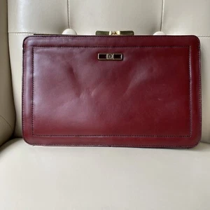 Vintage Etienne Aigner Leder Clutch Handtasche Unikat Kiss Lock Burgund Ochsenblut - Bild 1 von 16