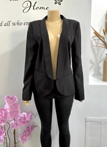 NWT Trouvé Women’s Black Blazer Size L Long Sleeve Open Front - Picture 1 of 7