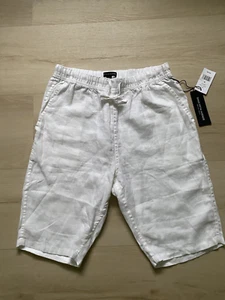 Saks Fifth Avenue Womens High Rise Linen Shorts White Drawstring Size Small NEW - Picture 1 of 9
