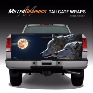 Wolves Moon Night Scene Wolf Truck Tailgate Vinyl Graphic Decal Wrap - Picture 1 of 1