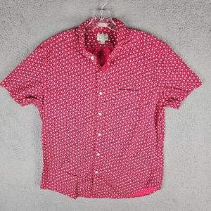 J.CREW Shirt Mens Large Red Geo Print Stretch Slim Fit Patch Pocket Button Up - Picture 1 of 9