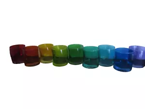 Set of 9 Rainbow Spectrum Cocktail Rocks Low Ball Glasses German Clad Glass - Picture 1 of 8