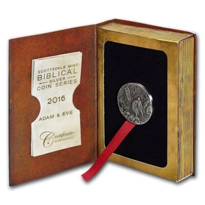 2016 Adam And Eve 2 OZ Antiqued Silber Münze Biblische Series Scottsdale Mint - Bild 1 von 7