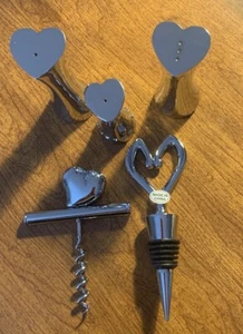 Heart Shape Silt & Paper + Cork Screw & Bottle Stopper Set Of 5 - Picture 1 of 3