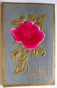 Rose Beste Wünsche aufgetragen Stoff geprägt Postkarte Serie 101 PM 1019 - Bild 1 von 2