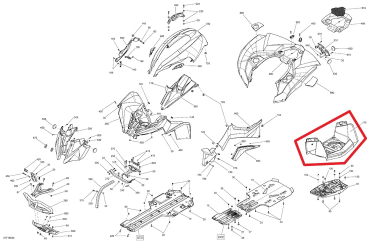 NEW OEM CAN-AM RENEGADE 500 800R 1000 EFI RIGHT SIDE FOOTWELL REST MUD GUARD Foto 1 de 1