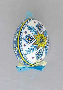 Pysanka Ei Ornament, erhabenes Wachs, glitzernd, hergestellt auf leerer Henne Schale, Design RW0033 - Bild 1 von 5