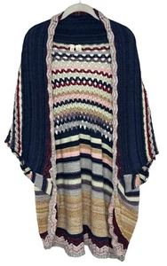 Cárdigan Anthropologie Moth Multicolor Tejido Abierto Crochet Abuela Talla Mediana - Imagen 1 de 8