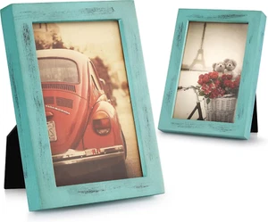 4X6 Picture Frame, Pack of 2 Photo Frame with Real Glass, Solid Wood Rustic Pict - Picture 1 of 9