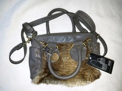 Ana~ Handbag ~ Convertible Satchel/Crossbody ~ Soft Faux Fur ~ Taupe Color   - Image 1 of 4