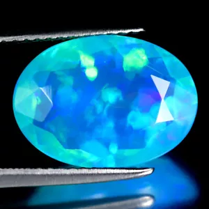 Fantastico ovale (14 x 10 mm) riscaldato opale blu Etiopia pietra preziosa sfusa 3,77 ct - Foto 1 di 2