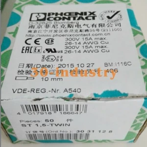 50Pcs/Box  New For PHOENIX CONTACT terminal block ST 1,5-TWIN  3031128 - Picture 1 of 3