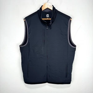 FootJoy Quilted Hybrid Vest Men Medium Black Full Zip Pocket Golf Performance - Picture 1 of 11