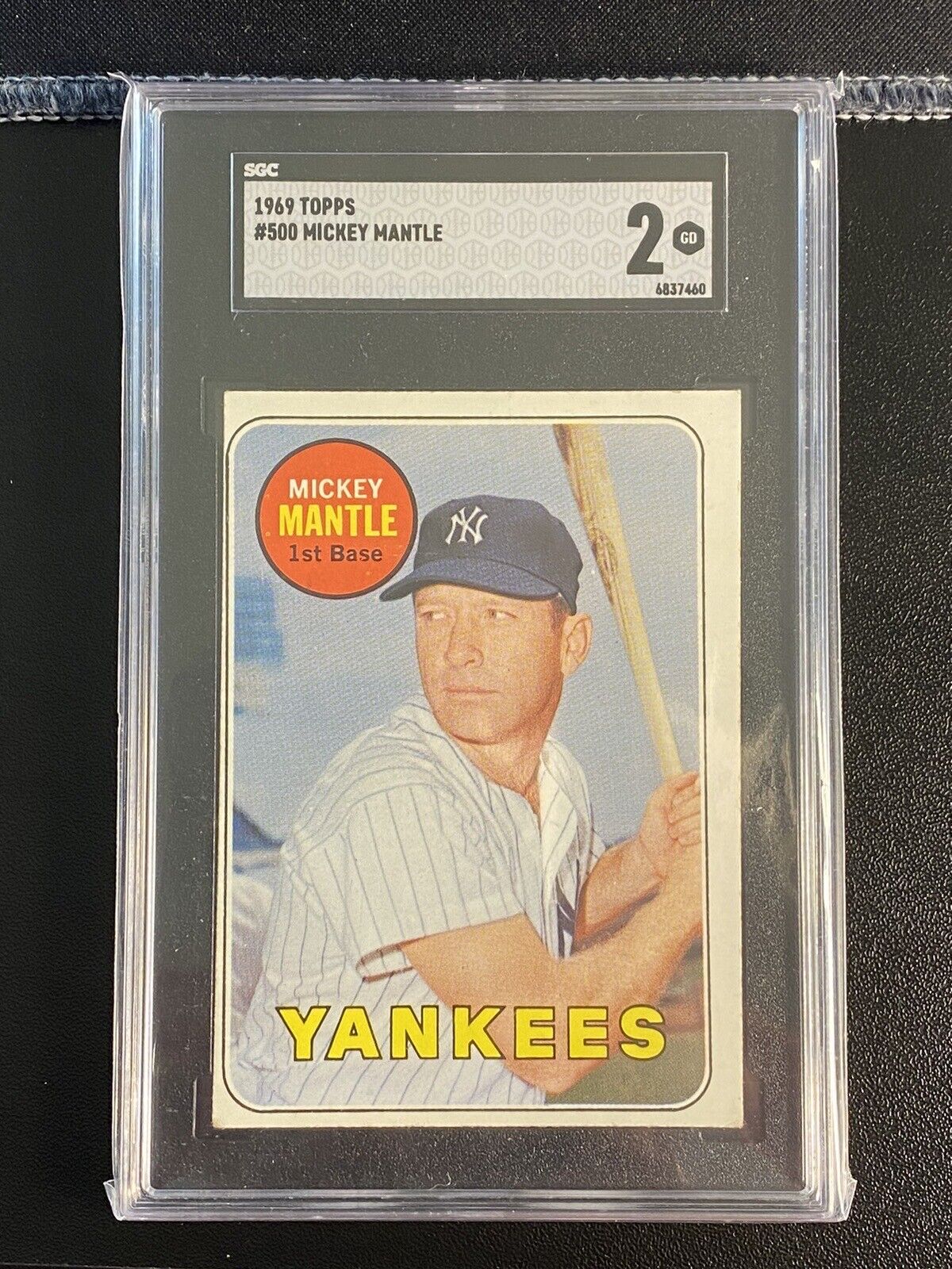 1969 Topps Mickey Mantle #500 SGC 2 Yellow Letters Yankees