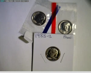 Monedas de diez centavos P D S 1988 sin usar en violonchelo como nuevo y a prueba - Imagen 1 de 7