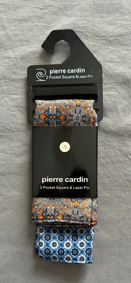 Pierre Cardin 2 Pocket Square and Lapel Pin NEW - Image 1 of 2
