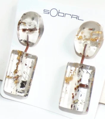 Sobral Minas Gerais Araxa Angular Inclusion Beads Artist Made Post Earrings - Image 1 of 4