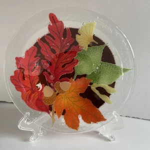 Retired, PEGGY KARR  Small 8.5” Autumn Leaves, Acorn, Fall, Orange Bowl signed - Picture 1 of 5