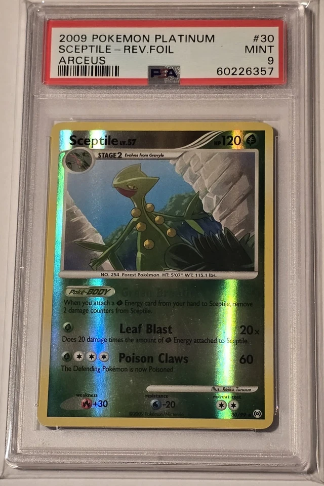 2009 Pokemon Platinum Arceus Sceptile Reverse Holo #30/99 PSA 9 *POP 6, 1 HIGHER - Image 1 of 2