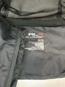 RLX Ralph Lauren Jacket Mens XXL Black Blue Full Zip Hooded Windbreaker Rain - Picture 1 of 8