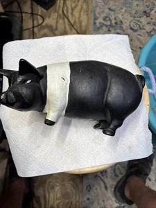 DE COLECCIÓN HIERRO FUNDIDO BLANCO Y NEGRO GRANJA CERDO MONEDA ALCANCÍA FIGURA PESADA TOPE DE PUERTA - Imagen 1 de 6