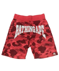 Bape A Bathing Ape Color Camo Logo Red Sweat Shorts Size Medium RARE - Picture 1 of 8
