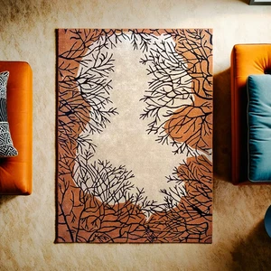 Moderner Wollteppich mit Baummuster | Handgetufteter Wohnzimmerteppich | 4x6 5x8 8x10ft - Bild 1 von 6