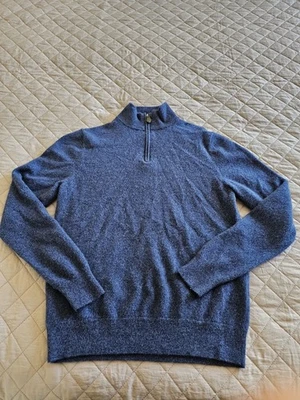 Suéter Azul Dinero Antiguo Bloomindale's The Men's Store 100% Cachemira 1/3 Cremallera Talla M Foto 1 de 4