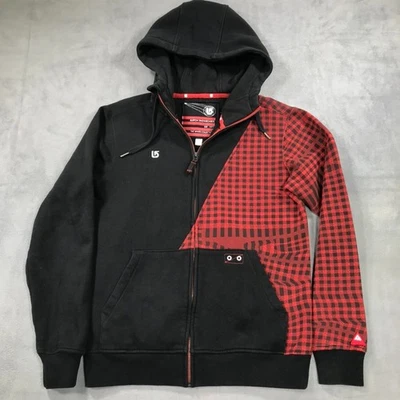 Burton Hoodie Sweatshirt Mens S Red Plaid Black Snowboard The White Collection - Image 1 of 4