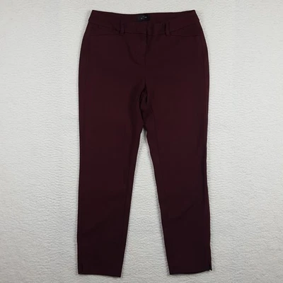Pantalones al tobillo ajustados White House Black Market para mujer talla 0 borgoña lisa Foto 1 de 4