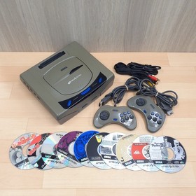 Sega Saturn Console bundle with 2 controllers, 10 games & cables Japan Gray