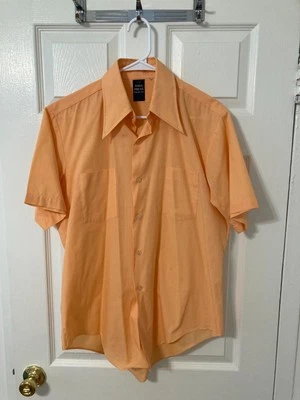 Camisa Manga Corta Cuello Daga Rosa/Naranja Años 70 De Colección, Prensa Mira, Talla 15.5, M Foto 1 de 4